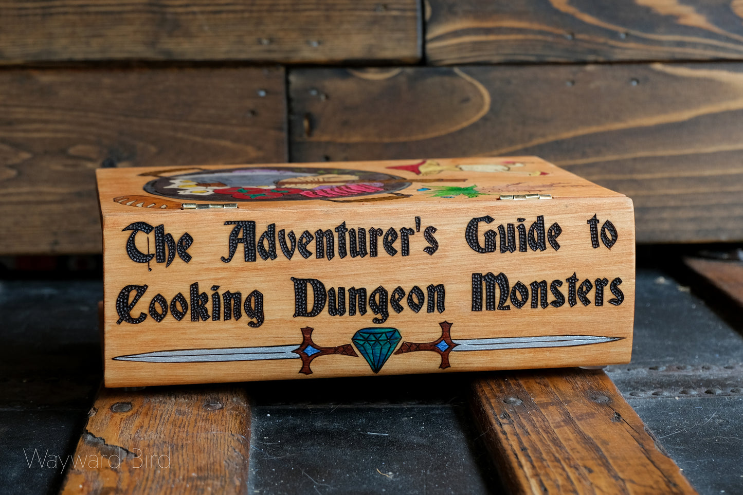 The Adventurer's Guide to Cooking Dungeon Monsters - Wooden Book Dice Box