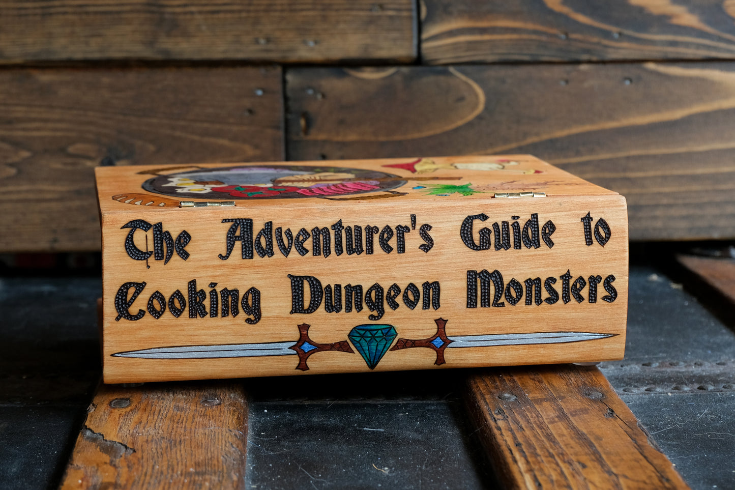 The Adventurer's Guide to Cooking Dungeon Monsters - Wooden Book Dice Box