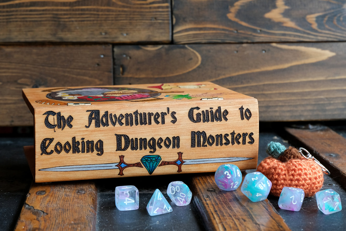 The Adventurer's Guide to Cooking Dungeon Monsters - Wooden Book Dice Box