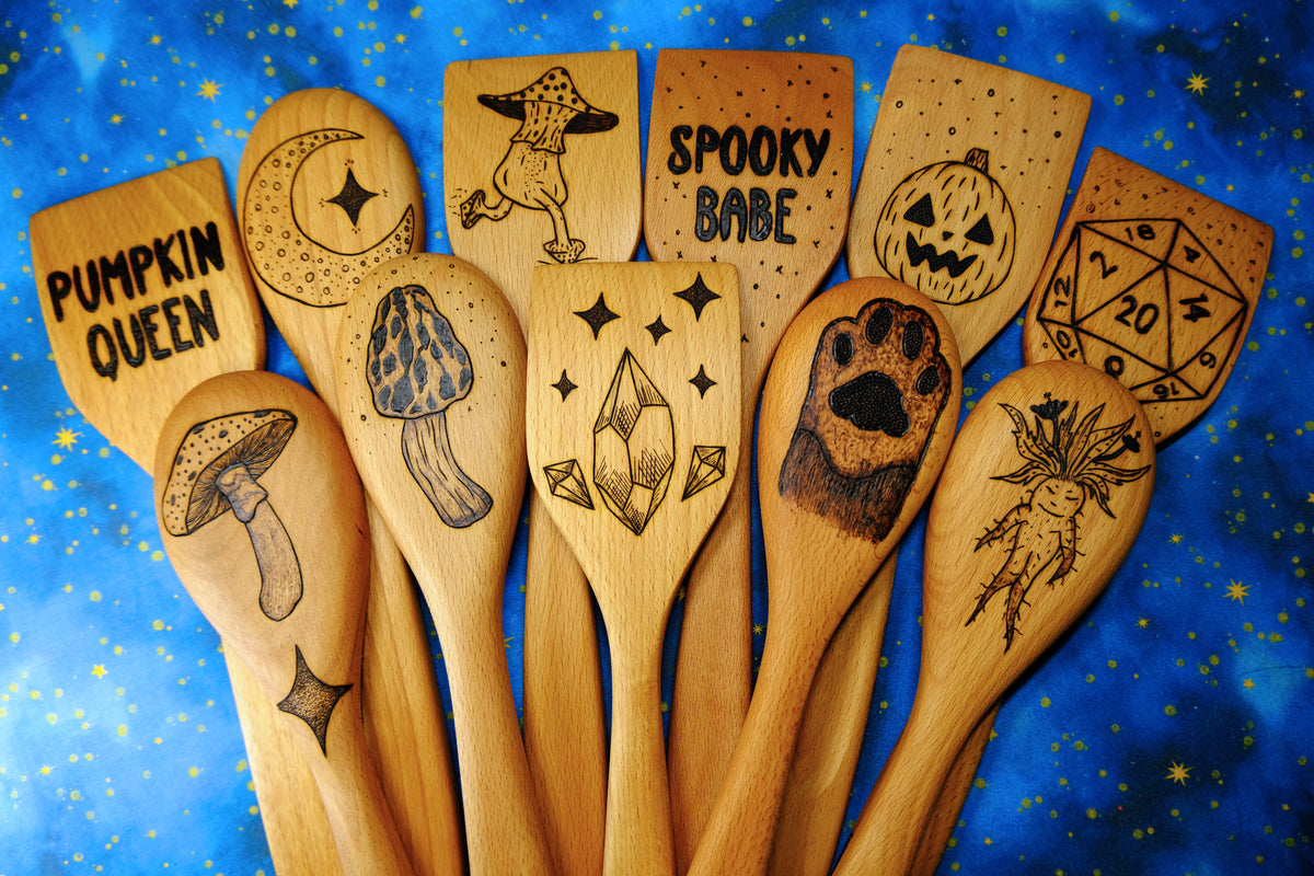 Hand-burned Wooden Kitchen Utensils