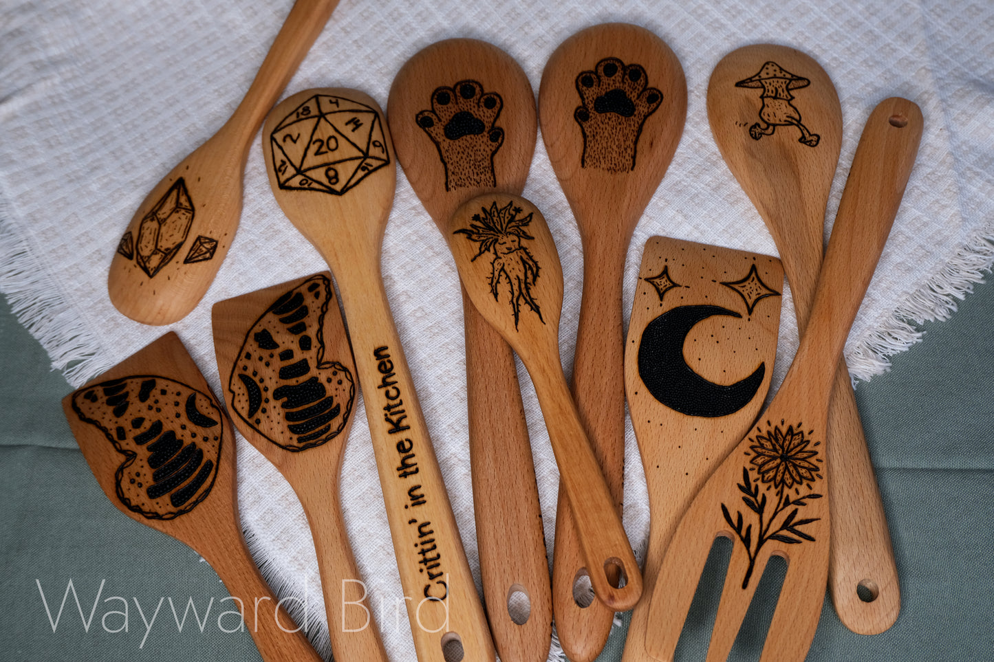 Hand-burned Wooden Kitchen Utensils